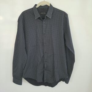 Zara Men's Navy Shirt with White Dot Pattern